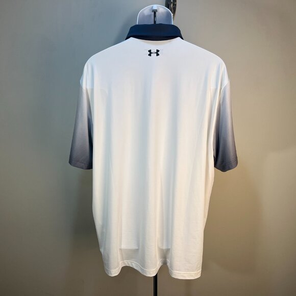Under Armour Men's off white and gray detailed heatgear Golf polo shirt 2XL XXL - Picture 4 of 6